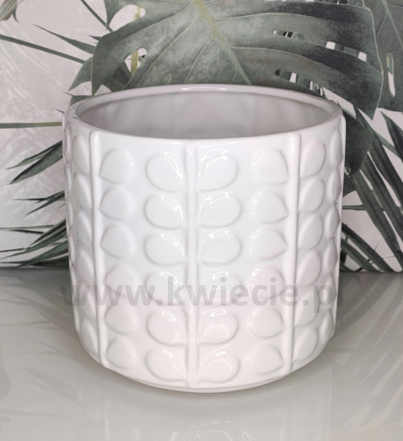 Osłonka CERAMICZNA BIAŁA 3D Doniczka WHITE 14 cm Kolor biały