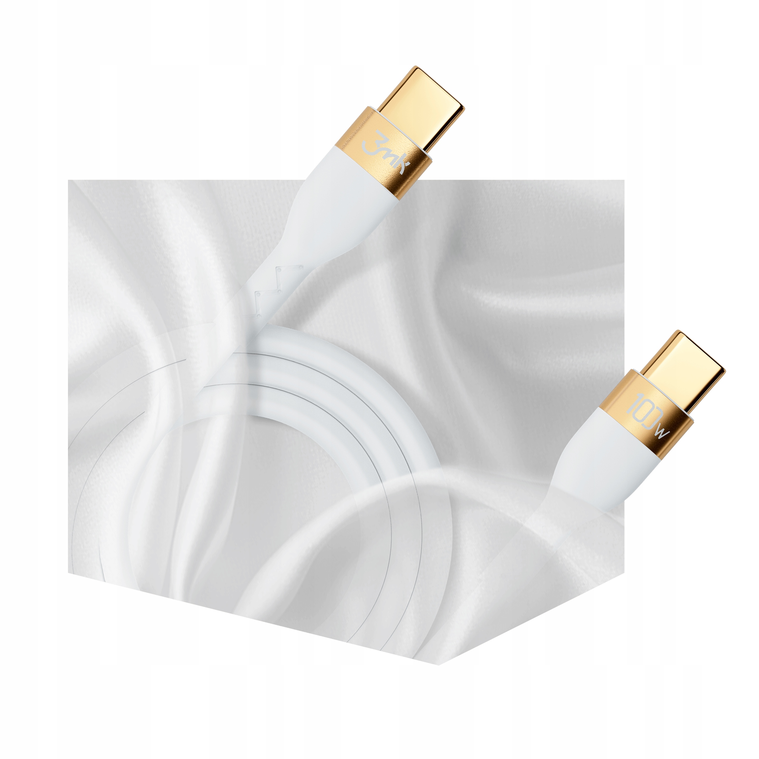 Kabel USB-C Typ-C 2m 100W 3mk Hyper Silicone White Marka 3mk