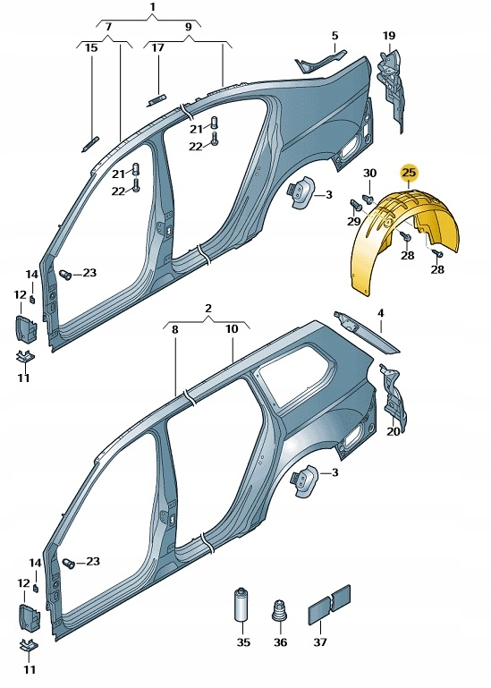 volkswagen oe 3G0810971F подкрылки