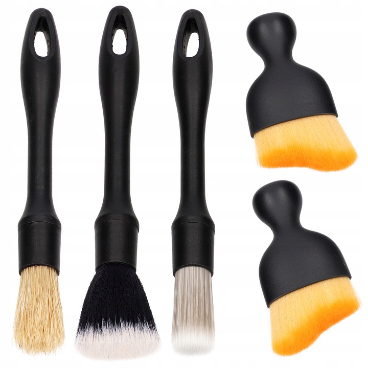 5X PĘDZLE DETAILINGOWE PĘDZELKI DO CZYSZCZENIA WNĘTRZA KOKPITU AUTA ZESTAW