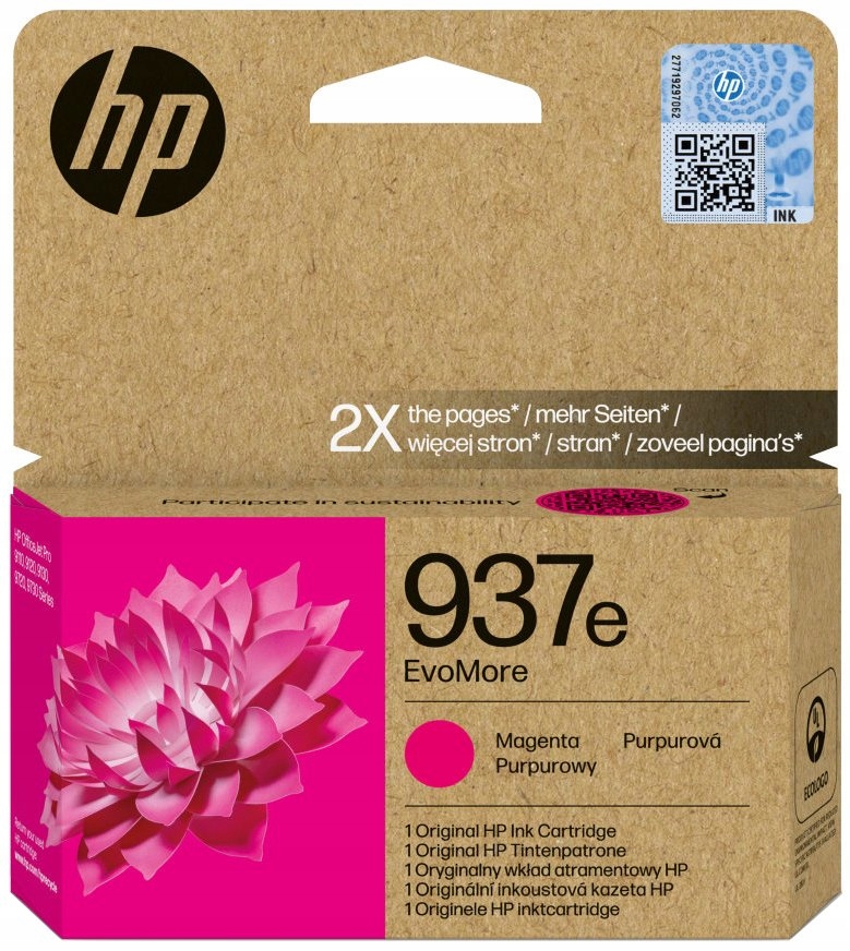 Hp 937e Magenta EvoMore originální inkoustová kazeta