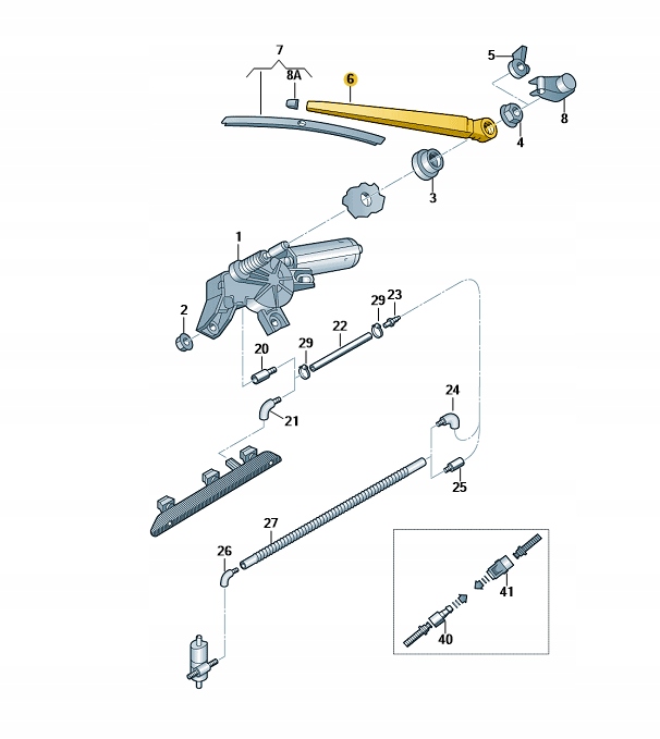 TYLNIE RAMIĘ WYCIERACZKI SZYBY SKODA OCTAVIA 2 LIM