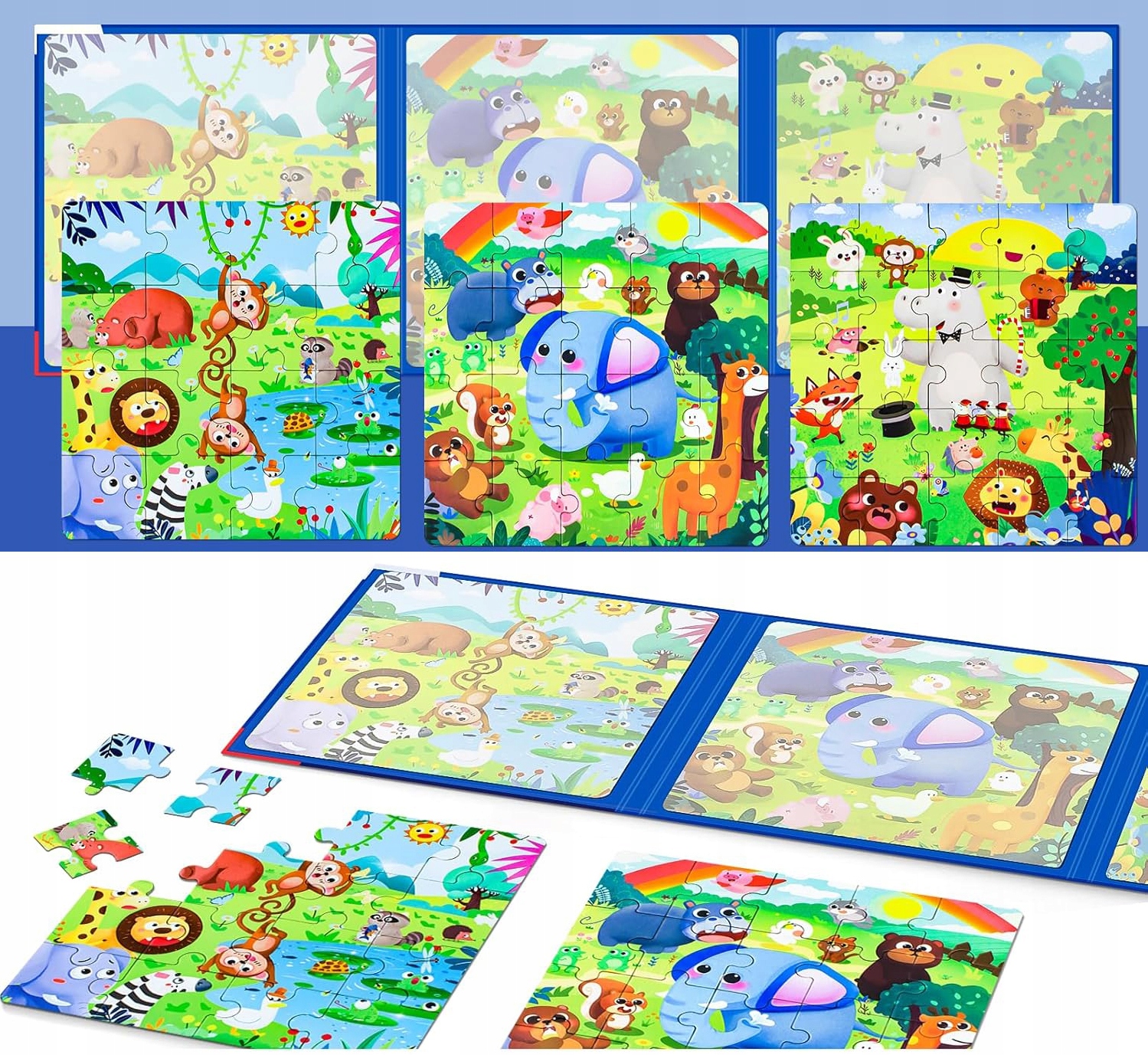 PUZZLE MAGNETYCZNE UKŁADANKA KSIĄŻECZKA ROZKŁADANA 61 ELEMENTÓW POZIOM TR.3 Kod producenta Leveled puzzle