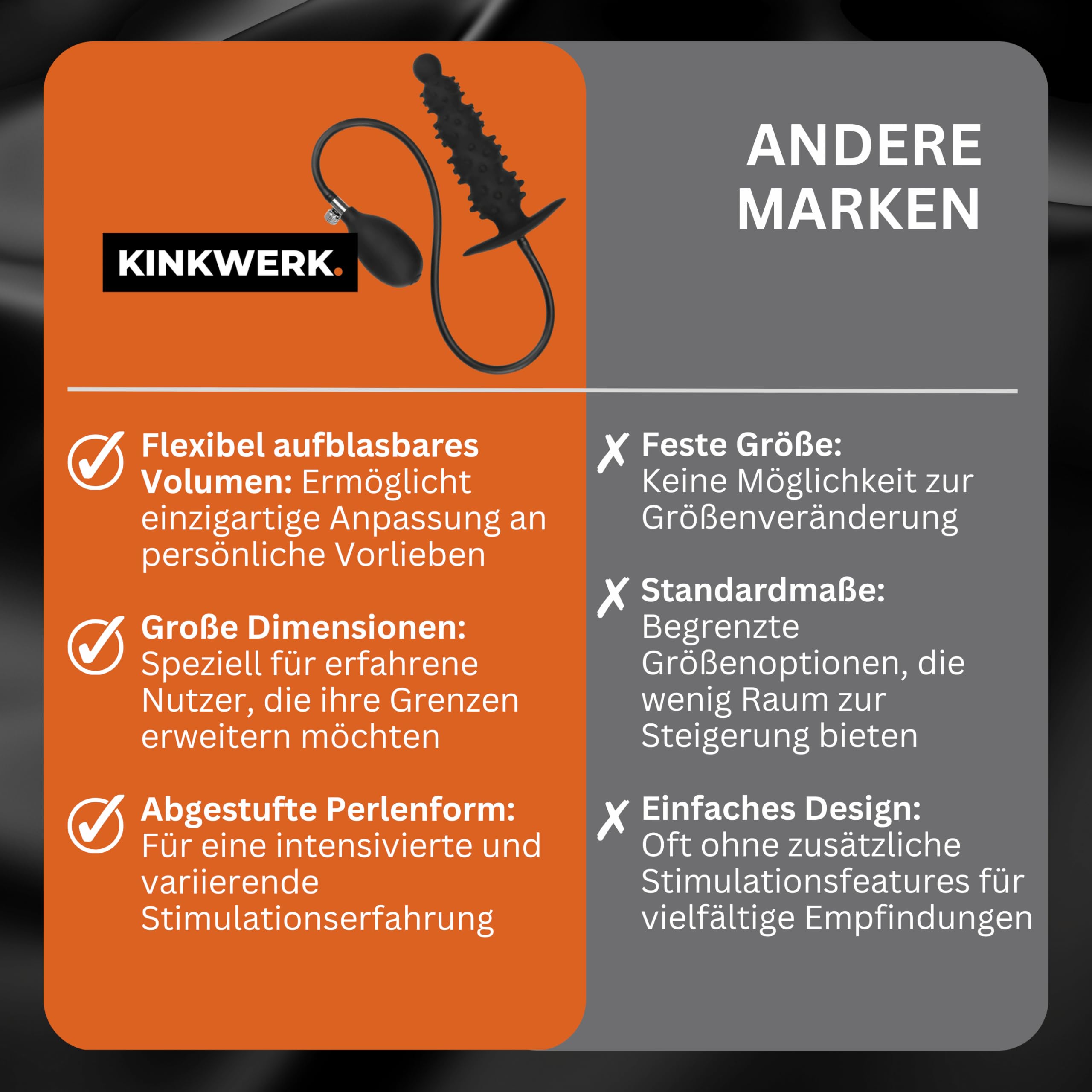 KINKWERK Nadmuchiwany Korek Analny 40x12cm 5 Pereł Dla Mężczyzn i Kobiet — miniatura 5