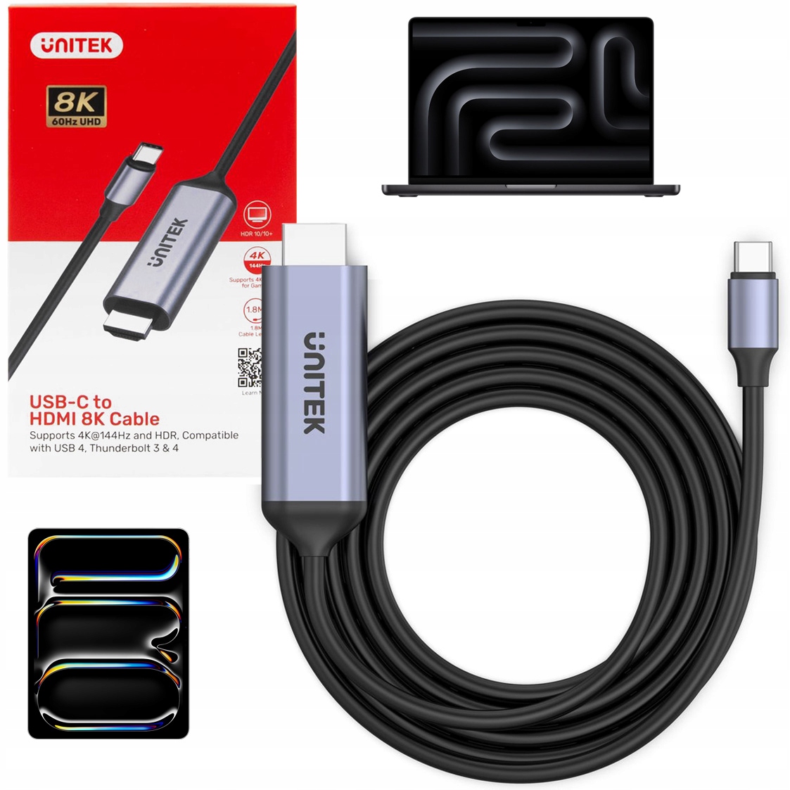 Adaptér Hub pro Apple iPad Pro 11 13 M5 2025 a MacBook Usb-c 120Hz 4K 8K