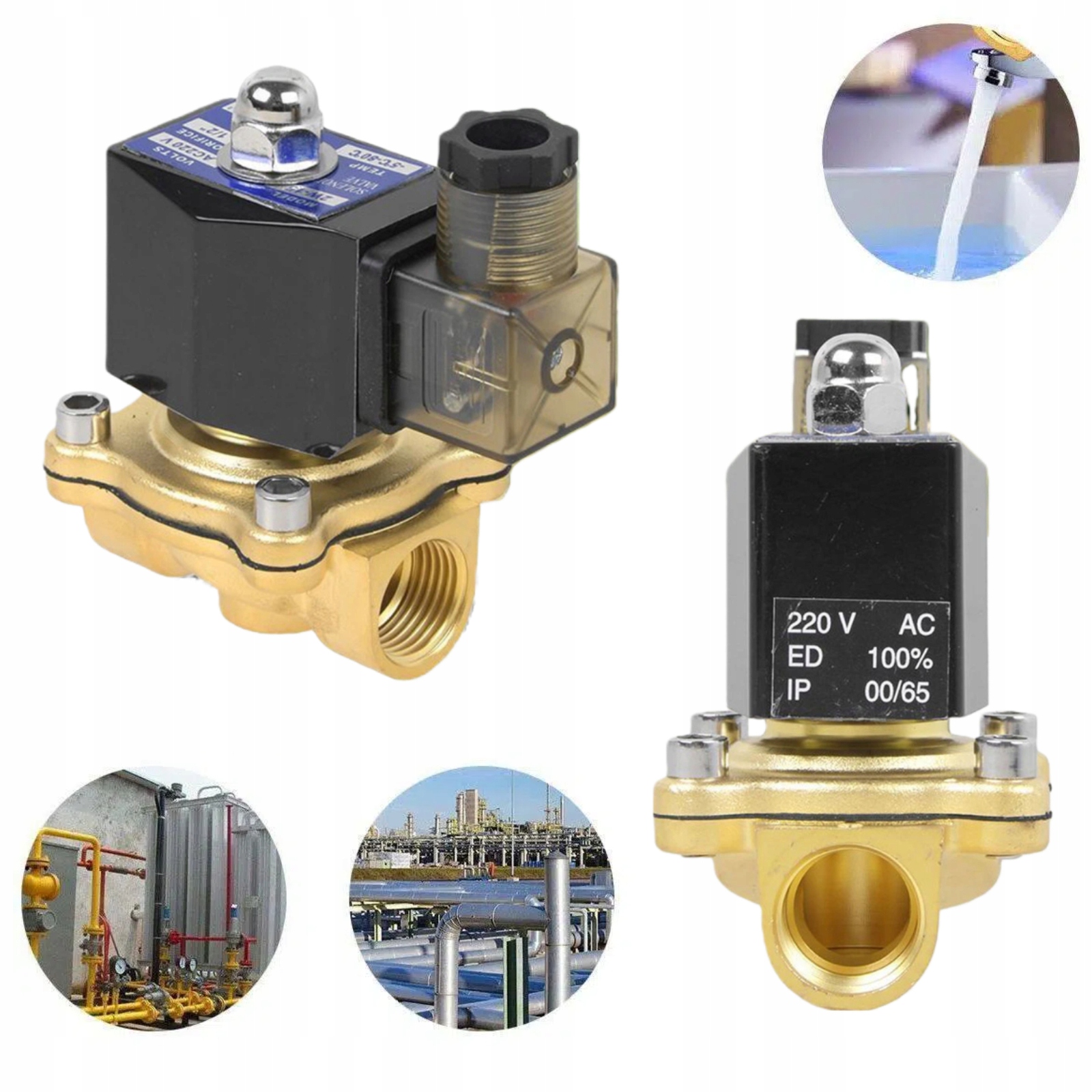 Elektromagnetický ventil 1/2" normálně uzavřený ventil 220 V