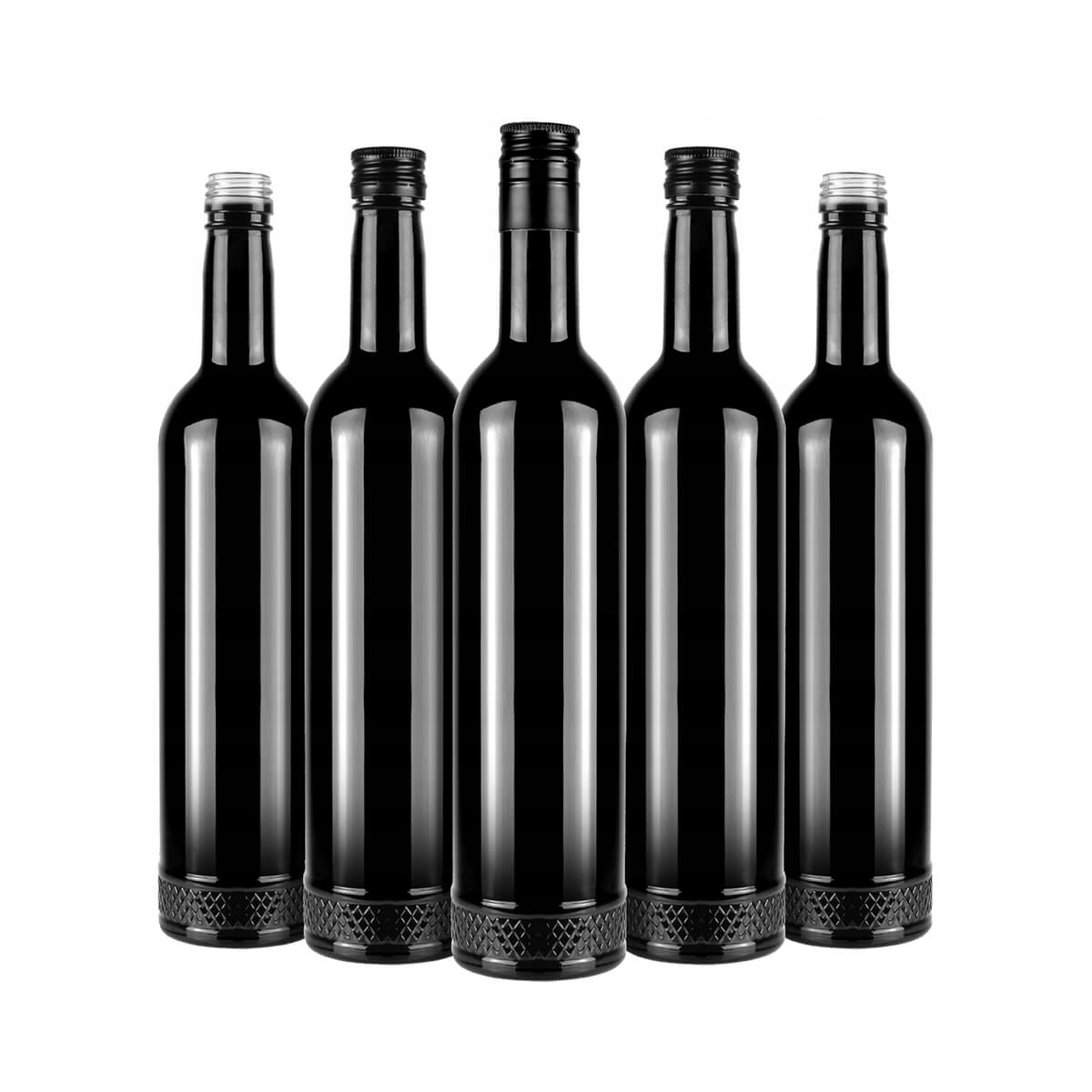 10 x skleněné lahve Křišťál 500 ml Černá Elegantní na alkohol Dárek