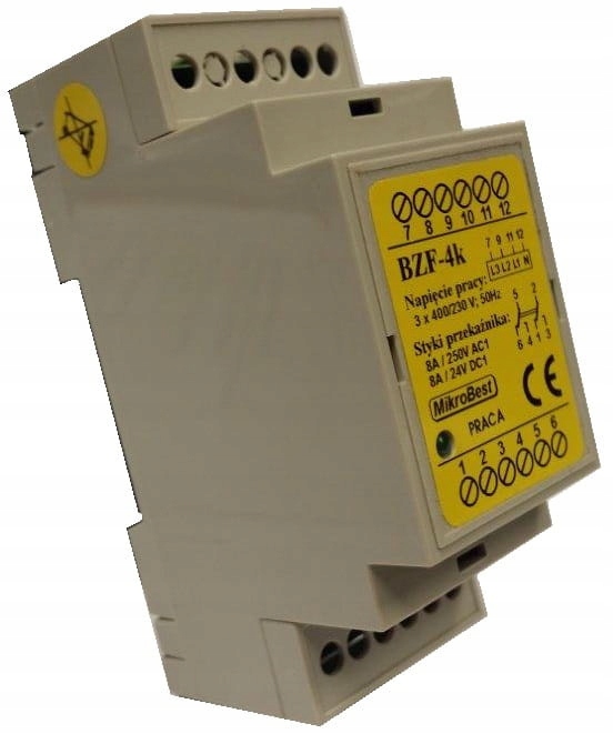 Mikrobest Pojistka fázového výpadku 8A na lištu TH35 BZF-4K