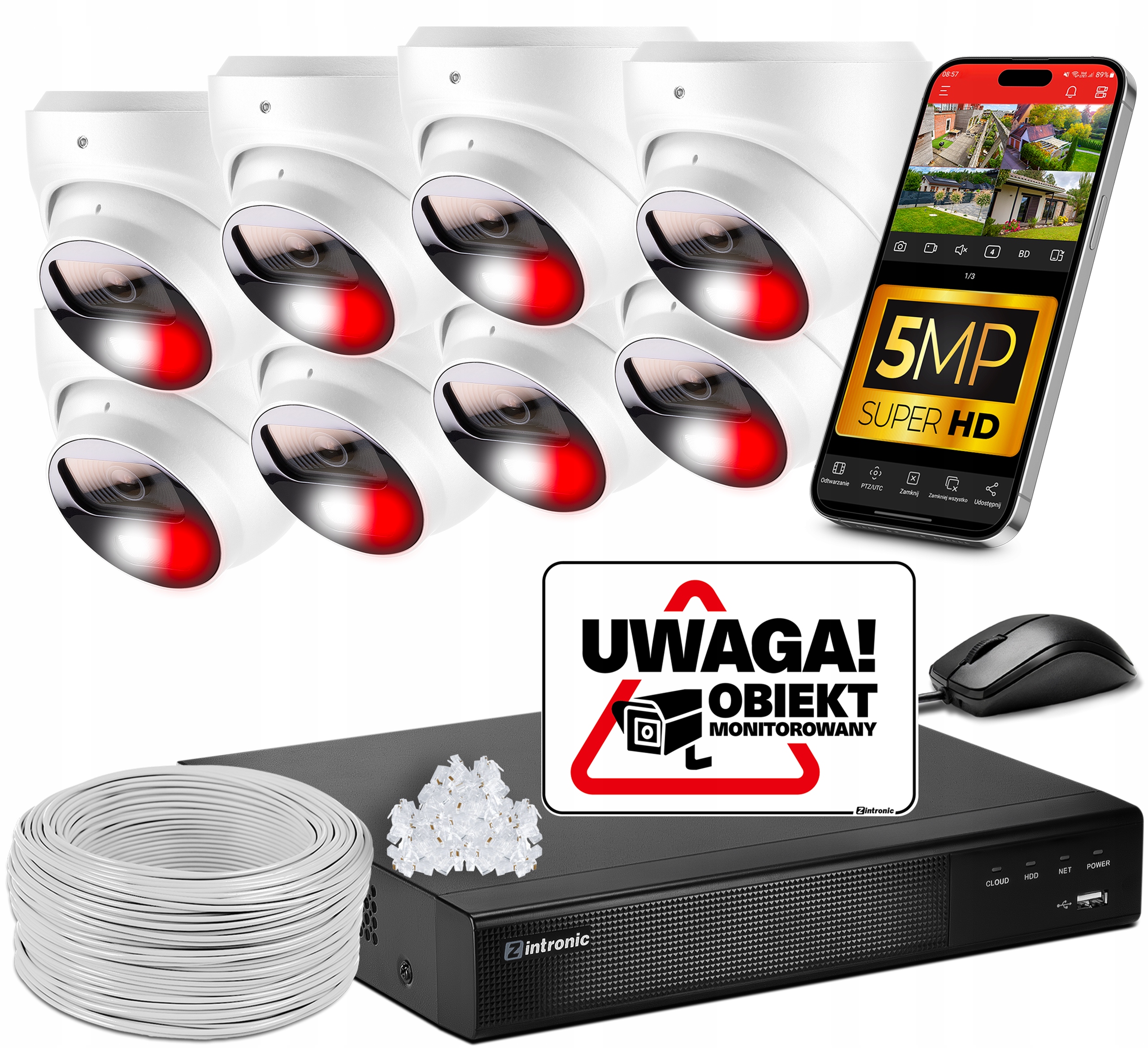 Sada na monitorovanie Poe 5MPx 8 kamier Audio Dual Light Detekcia Bez Disku