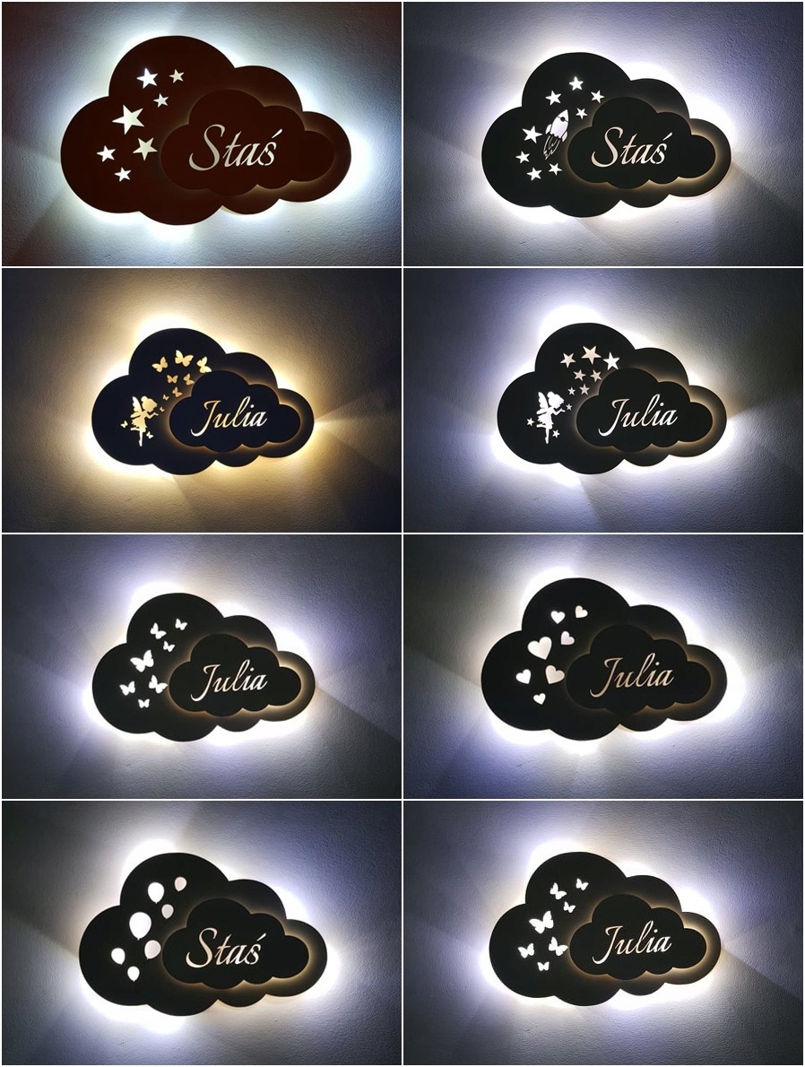 Lampka nocna LED CHMURKA RAKIETA z imieniem 3d Kod producenta 100