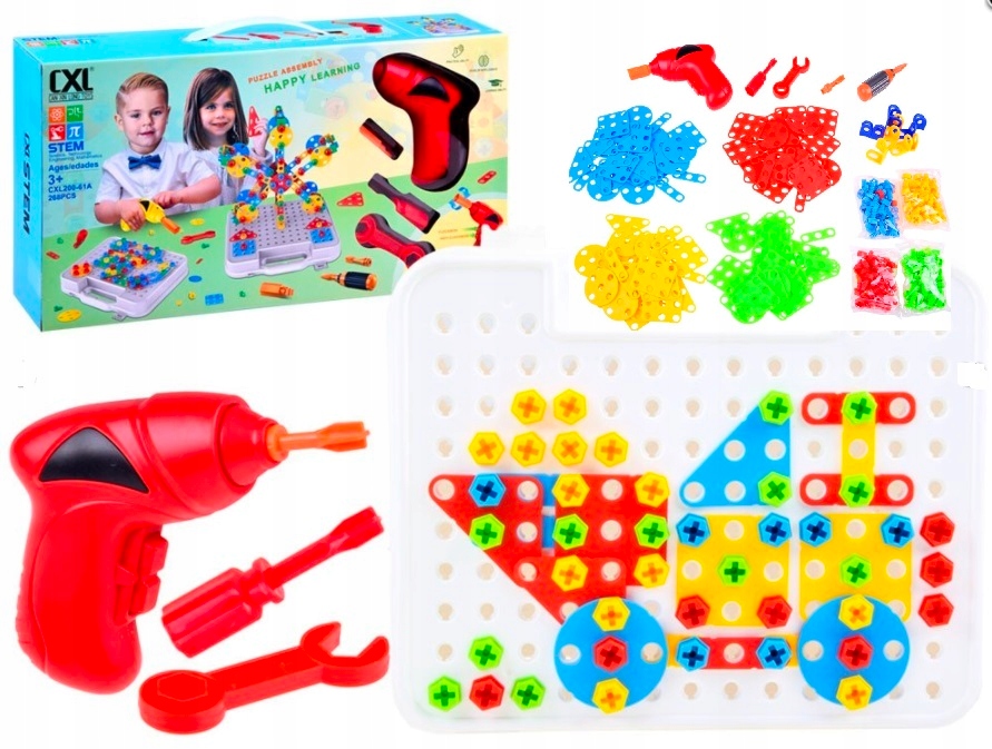 klocki konstrukcyjne + wkrętarka na baterie  268el.  | ZA3546 — 2