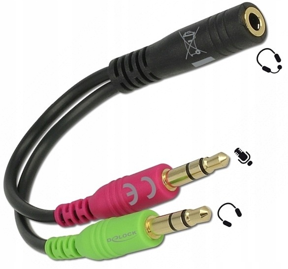 

adapter audio 4pin Trrs 2x wtyk słuchawki mikrofon