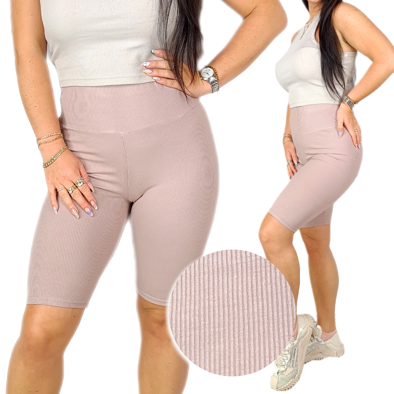 

Kolarki Wysoki Stan Legginsy Bambusowe Prążek 3XL