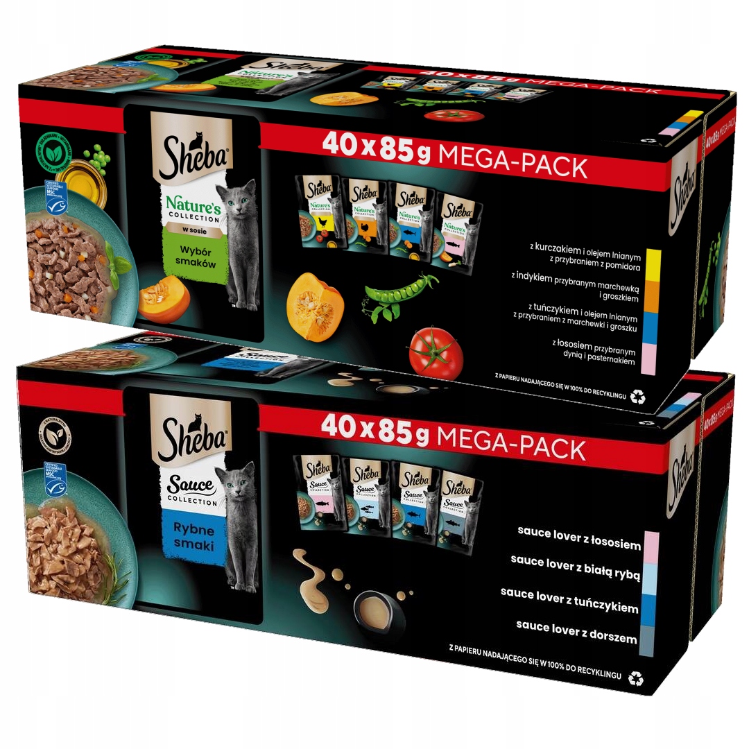 Levně Sheba Sauce Rybí příchutě I Nature’s Collection 80x85 g Krmivo Pro Kočky v omáčce