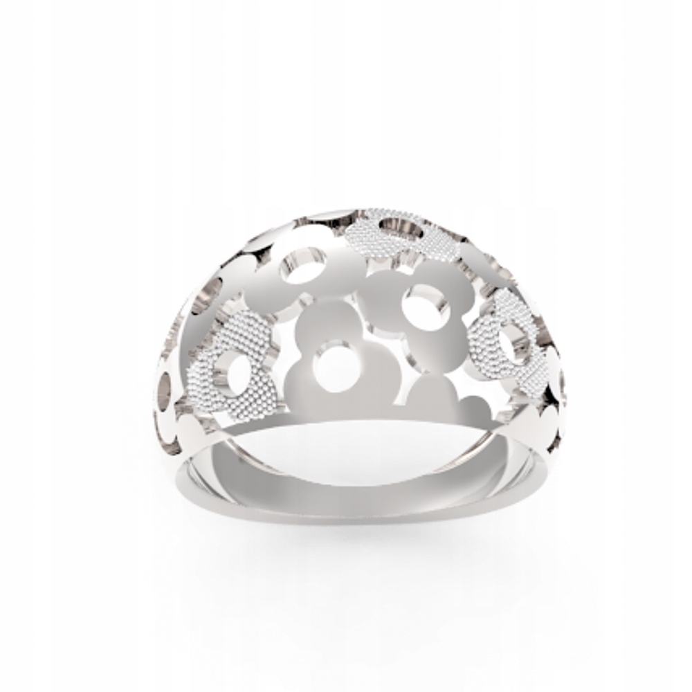 

Srebrny Ażurowy Wypukły Pierścionek W Kwiaty 925