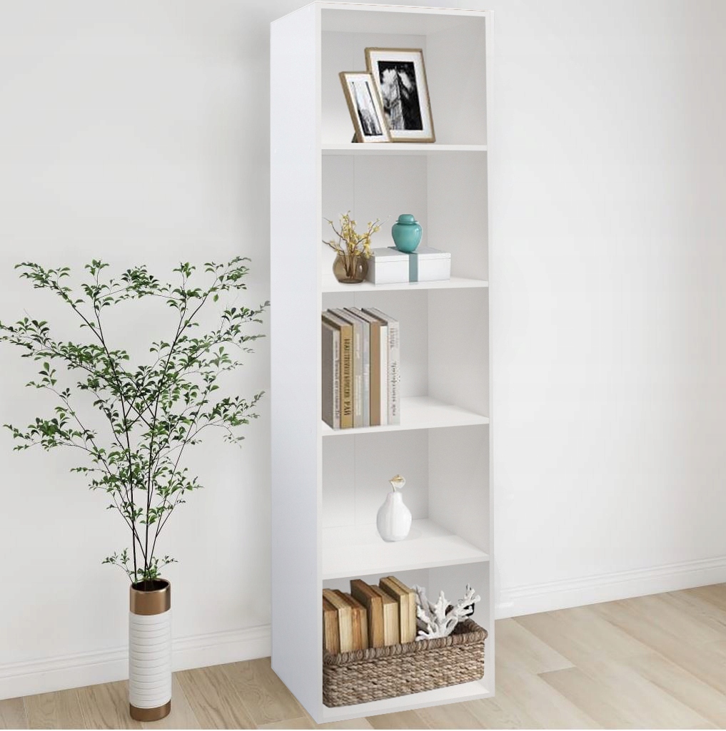 REGAŁ PODŁOGOWY PÓŁKA NA KSIĄŻKI I WSZYSTKO 1 x 5 BIAŁY Szerokość mebla 40 cm