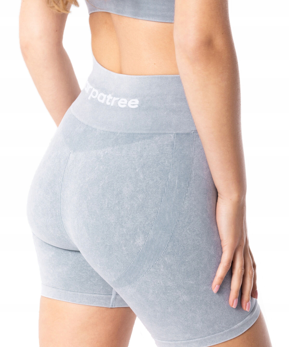 Szorty damskie sportowe wysoki stan marmur Yasmine Carpatree S niebieski