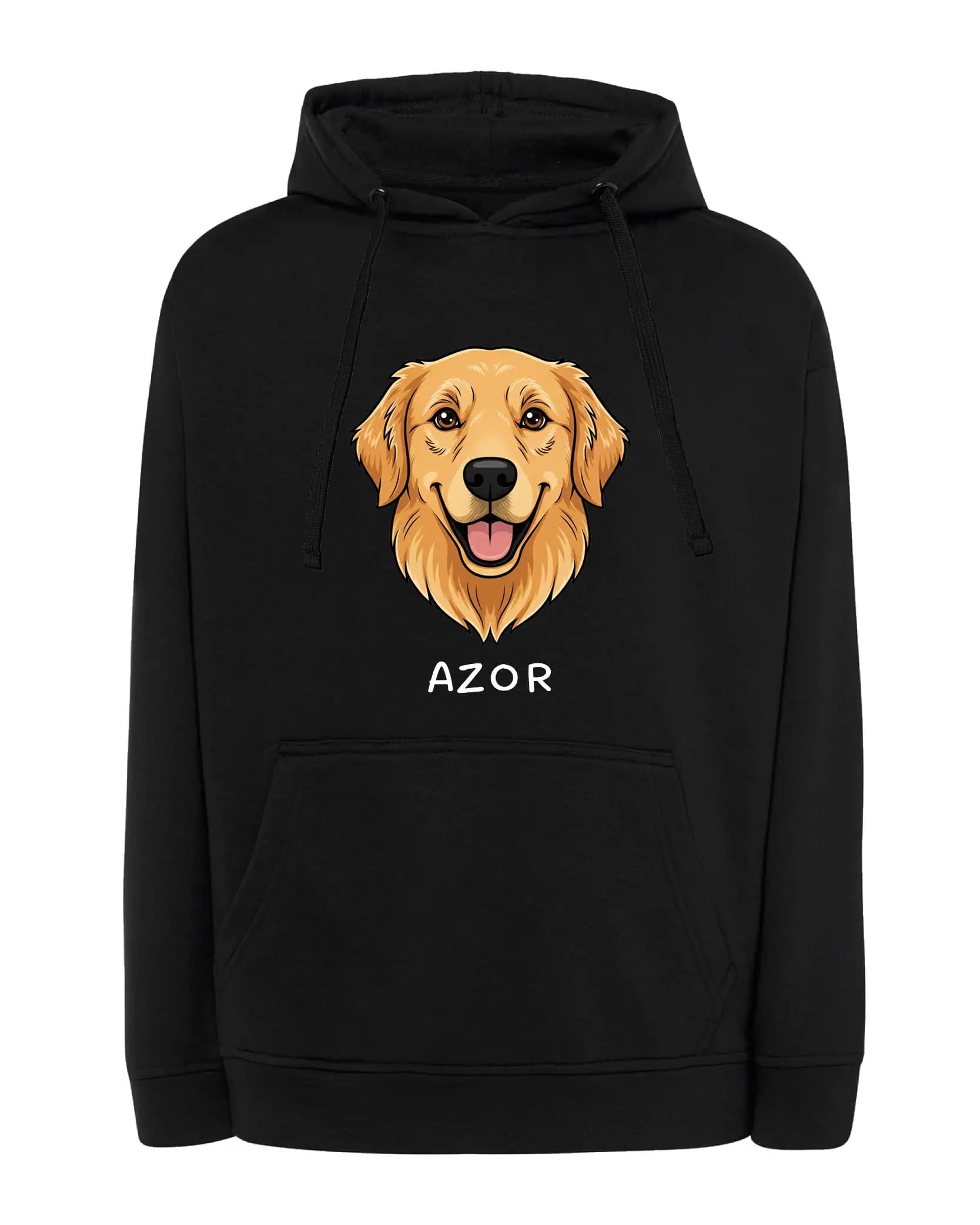 Mikina s kapucí Golden Retriever Personalizovaný pes Černá L