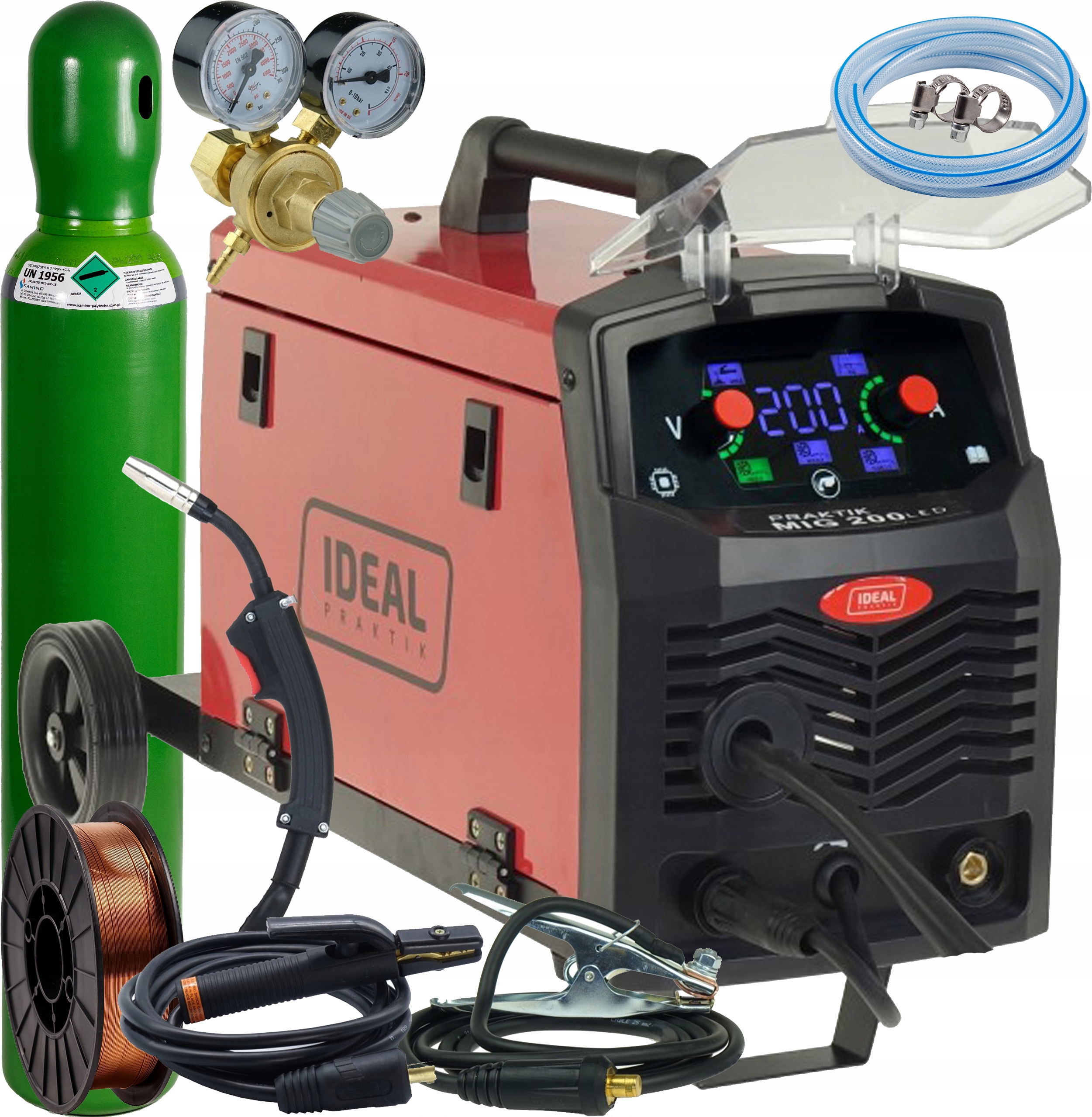 Svařovací Stroj Migomat 200A 60% Mma Praktik Mig 200 Synergic Led Ideal Sada 4