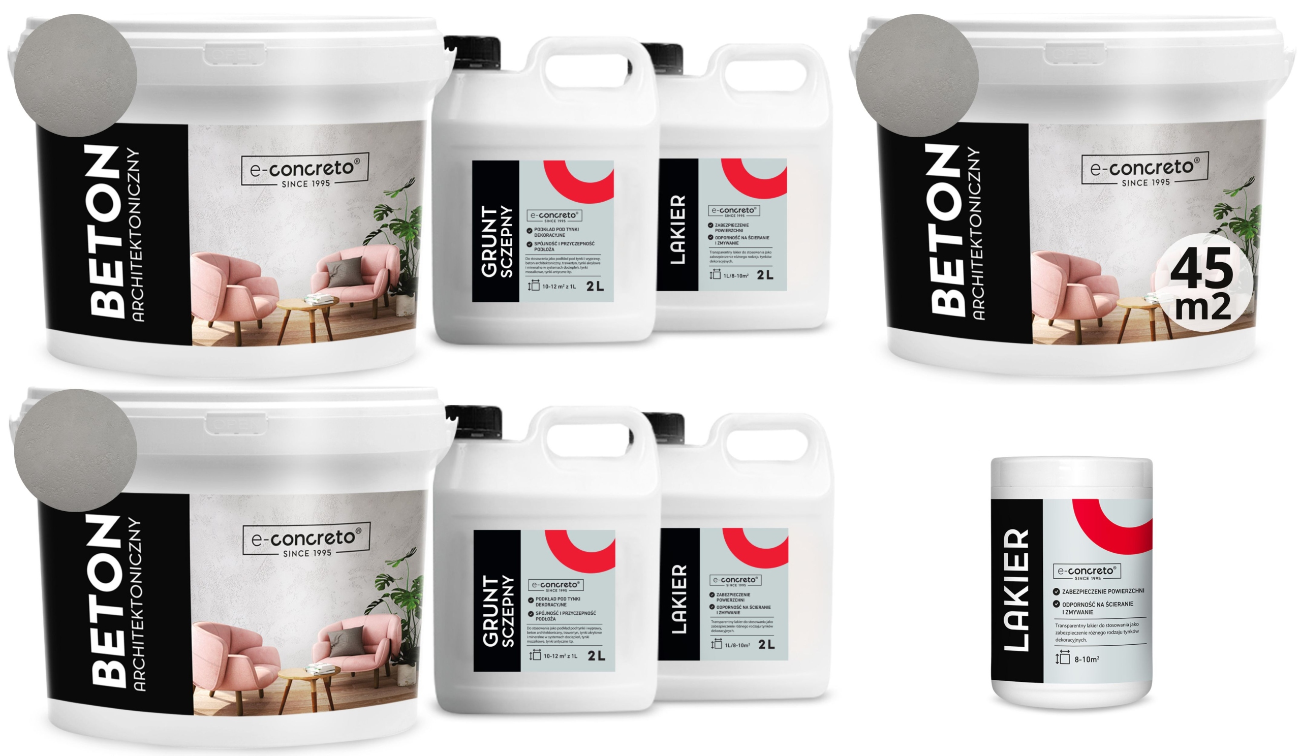 Beton Architektoniczny Tynk Zestaw 45m2 (szary)
