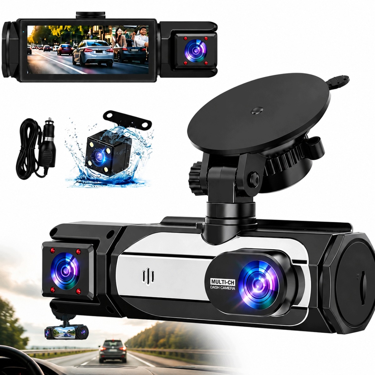 Wideorejestrator 3.16" Ips 4K WiFi Kamera Cofania 4K Przód Tył Parkingowy