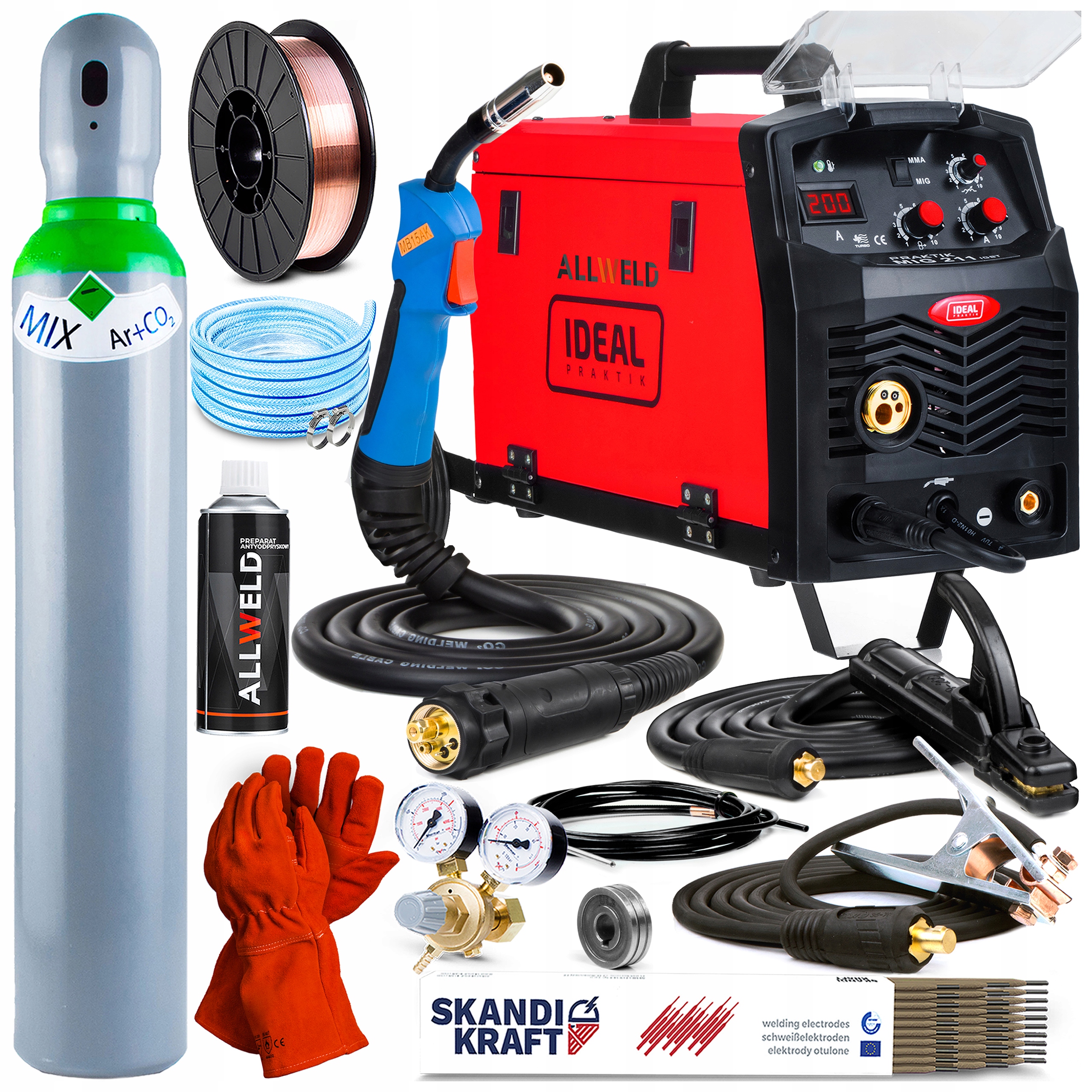 Półautomat Spawalniczy Ideal Praktik Mig 211 Igbt Mma Flux 230V 200A 3W1