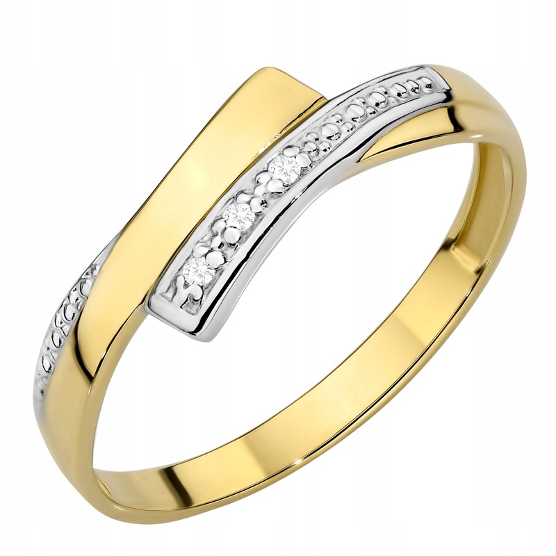 Výjimečný Zlatý Prstýnek pr. 585 Vlnitý s zirkony Mijanka 14k vel.21