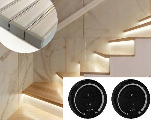 Set 10x Led schodišťová lišta 1 m Na Míru Ovládání Nahoru/dolů