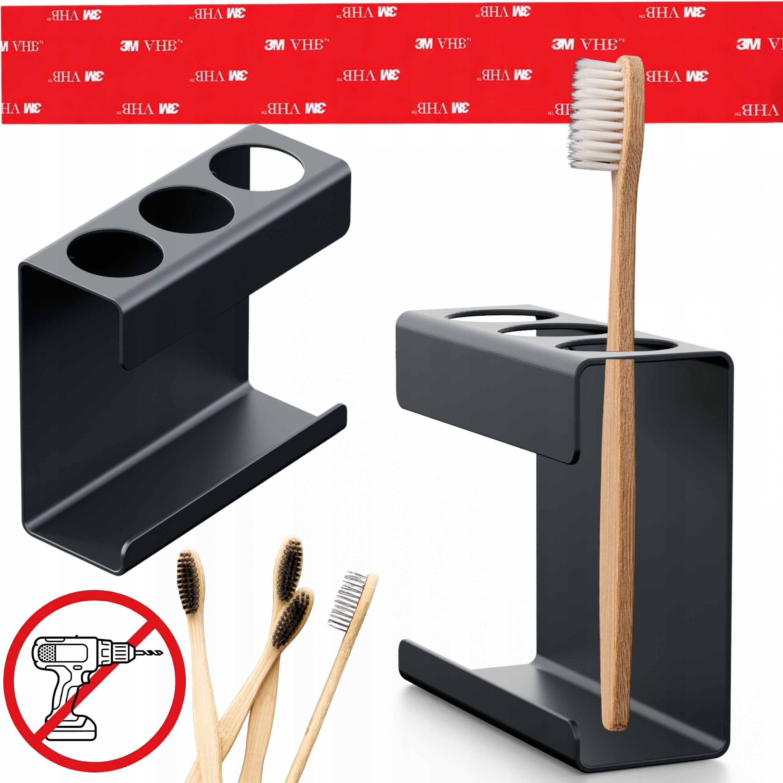 Závěsný Držák Na Zubní Kartáčky, Smile Hliníkový, Neinvazivní Pásek