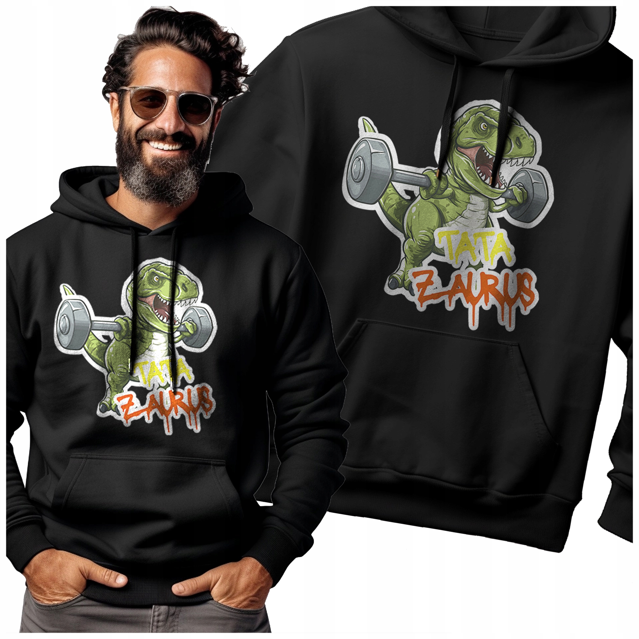 Pánská Mikina S Potiskem Tata Zaurus, Vtipný Dárek Ke Dni Tatínků Kapuce