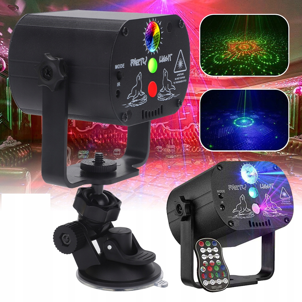 Projektor Mini Laserový Disco Párty Světlo Led Rgb Ovládání Hlasu Dálkové Ovládání