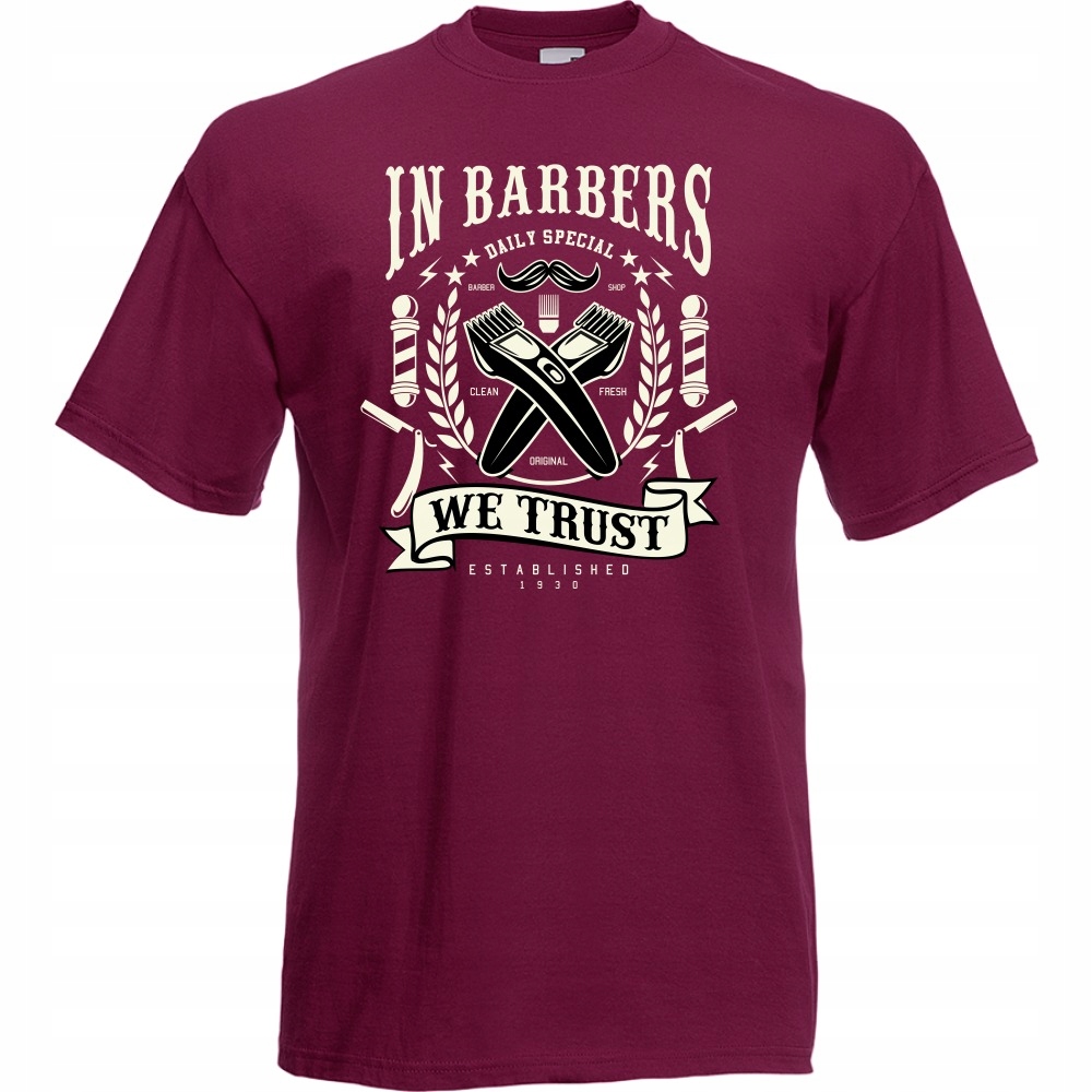 

Koszulka barber wąsy maszynka brodacz S burgund