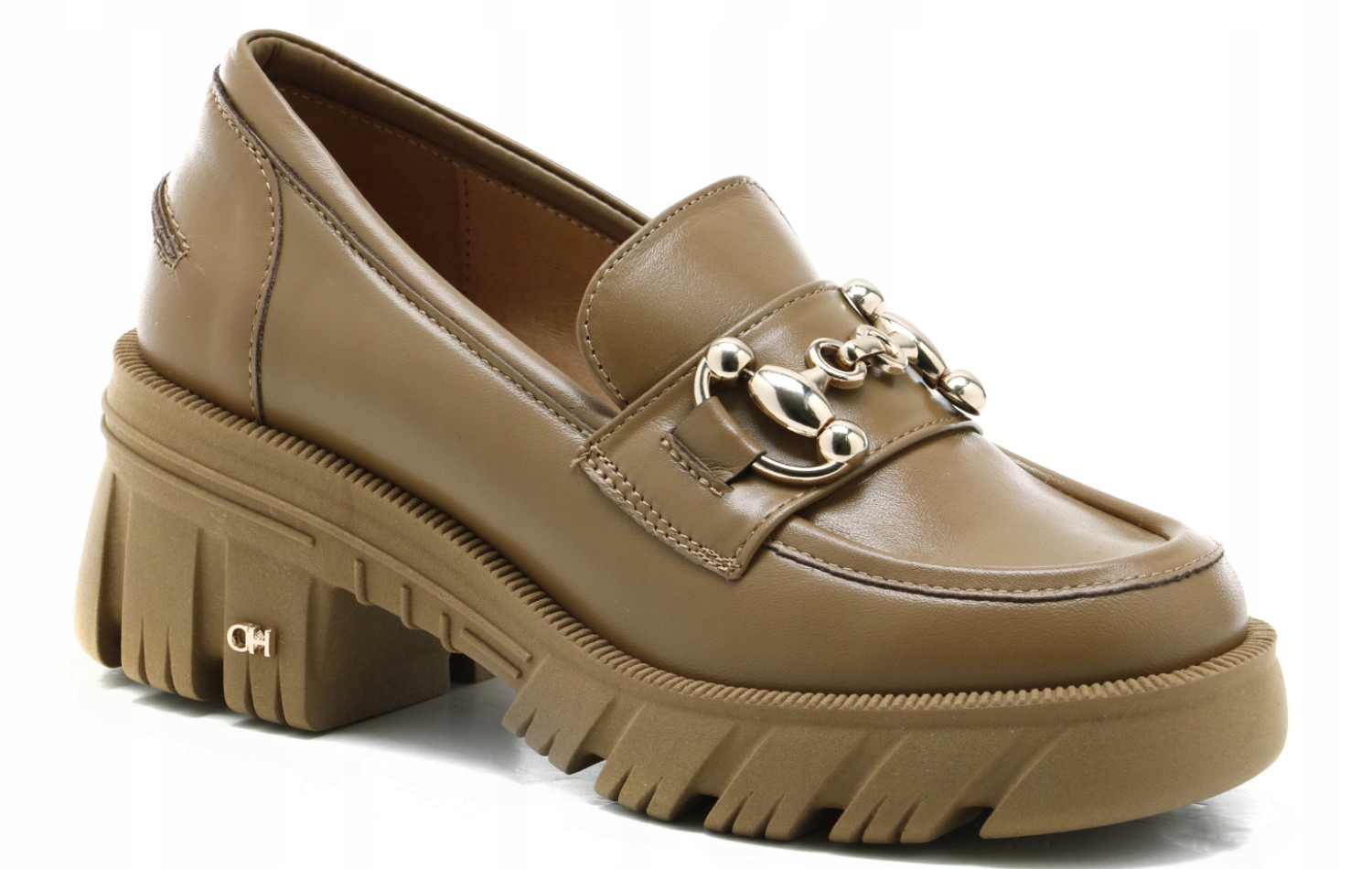 Hnědé mokasíny, dámské kožené polobotky na platformě CheBello 38