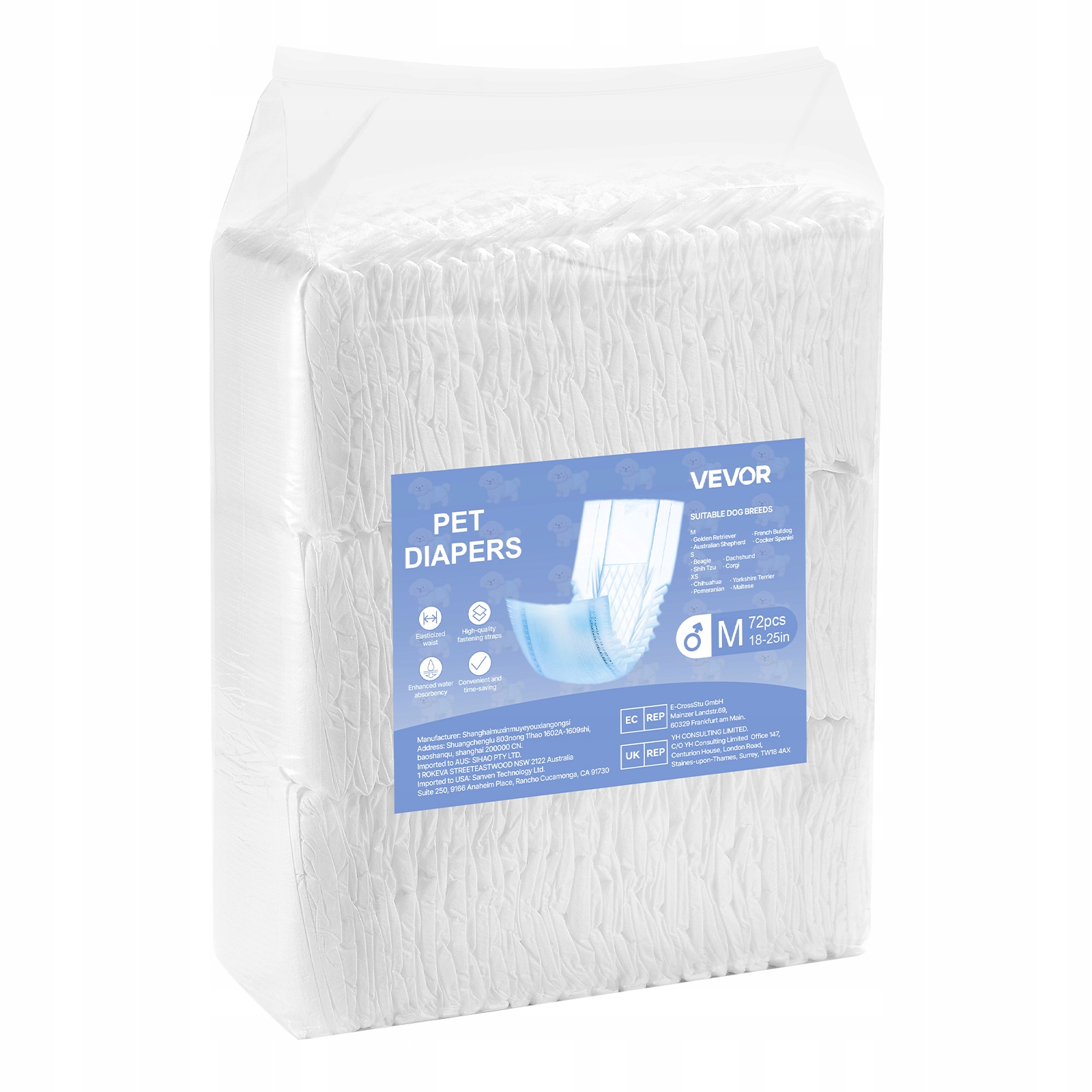 Levně Plenky pro psy M Velikost 2 Superabsorpční balení pro psy mužského pohlaví