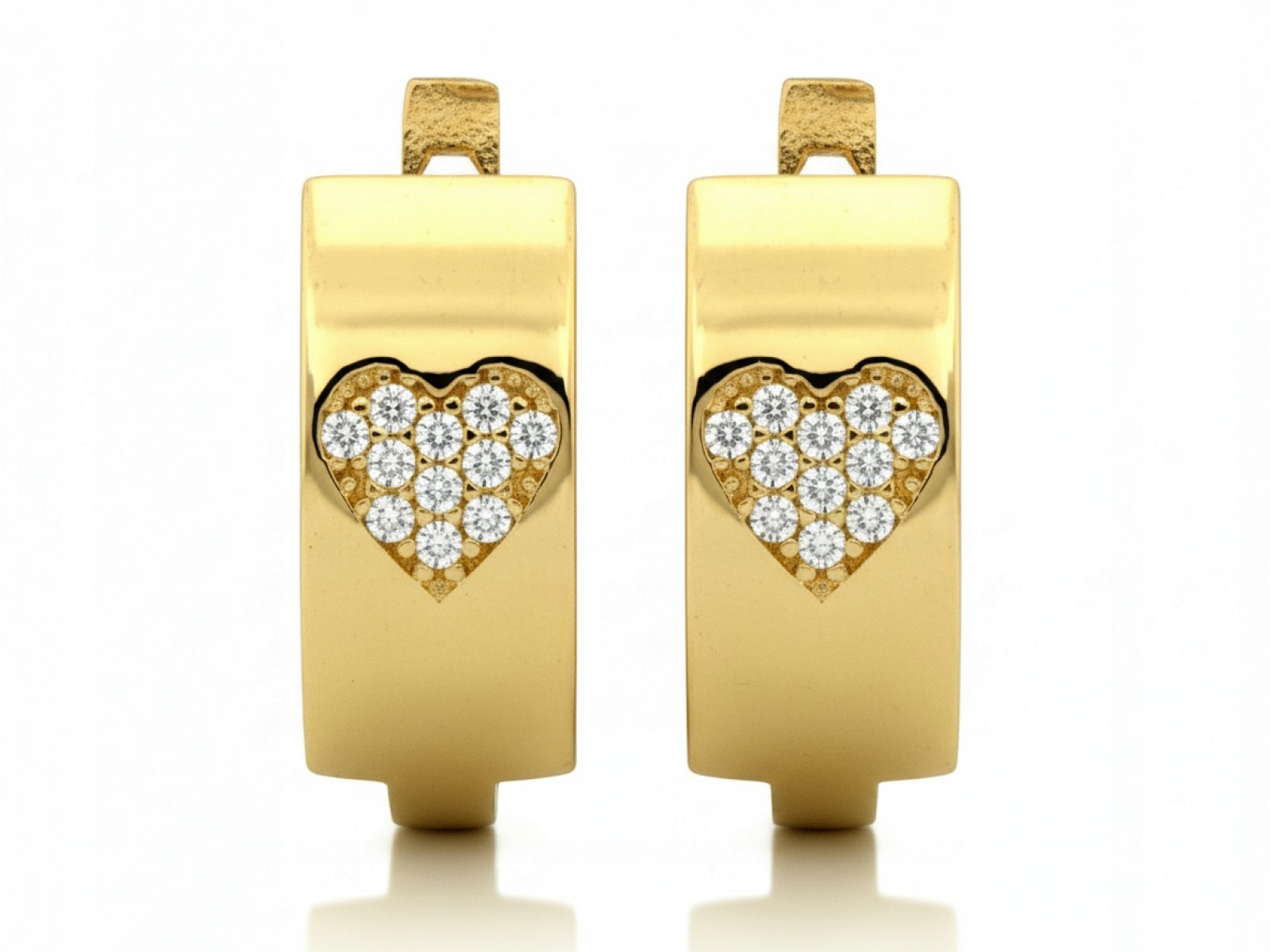 Náušnice zlaté 585 s kamínky, módní, 14kt