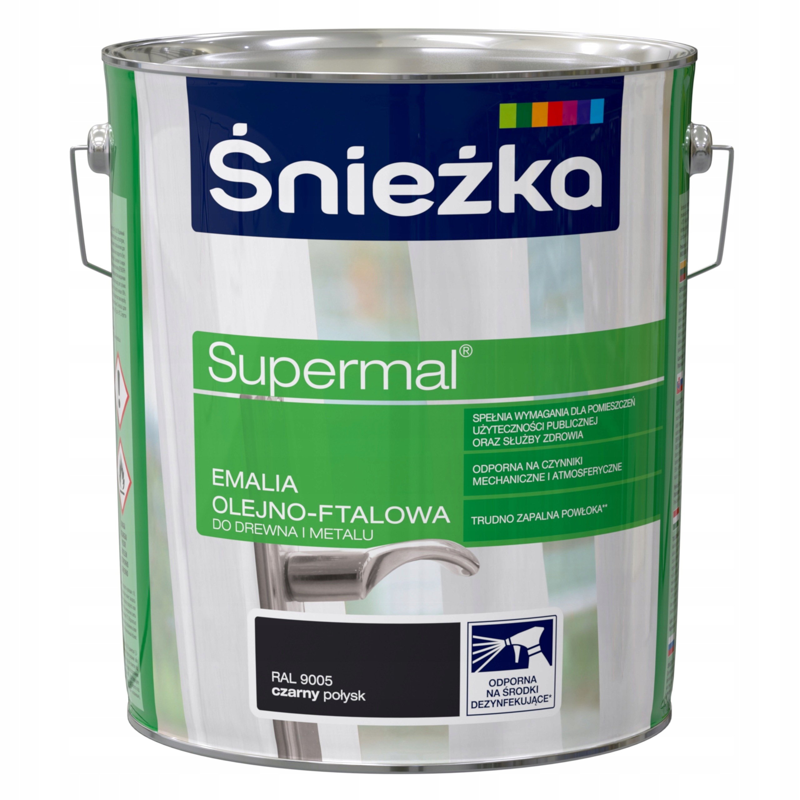 Śnieżka Supermal Olejovo-ftalátová Smaltovaná Čierny Lesk 10 L Ral 9005