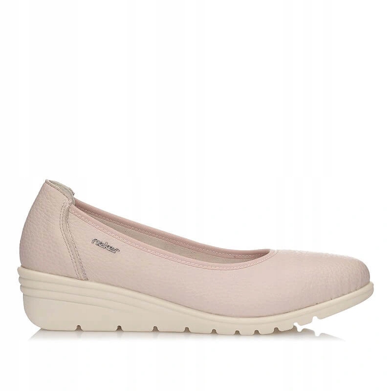 Dámské lodičky Rieker L5360-31 růžové, nazouvací, kožené na podpatku