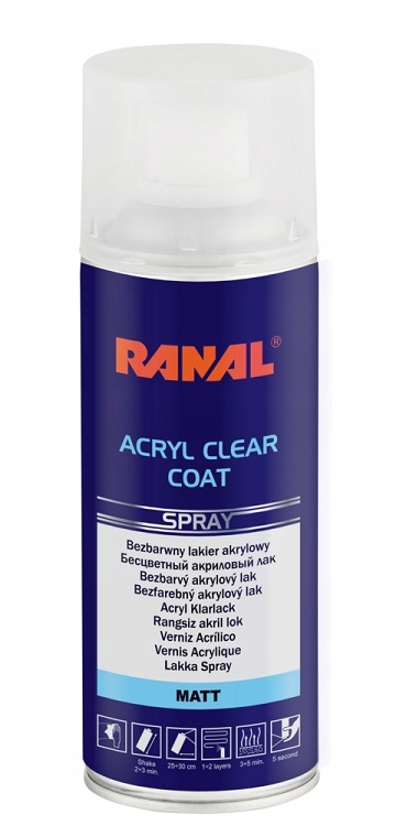Lakier akrylowy bezbarwny Ranal Spray Mat 400ml