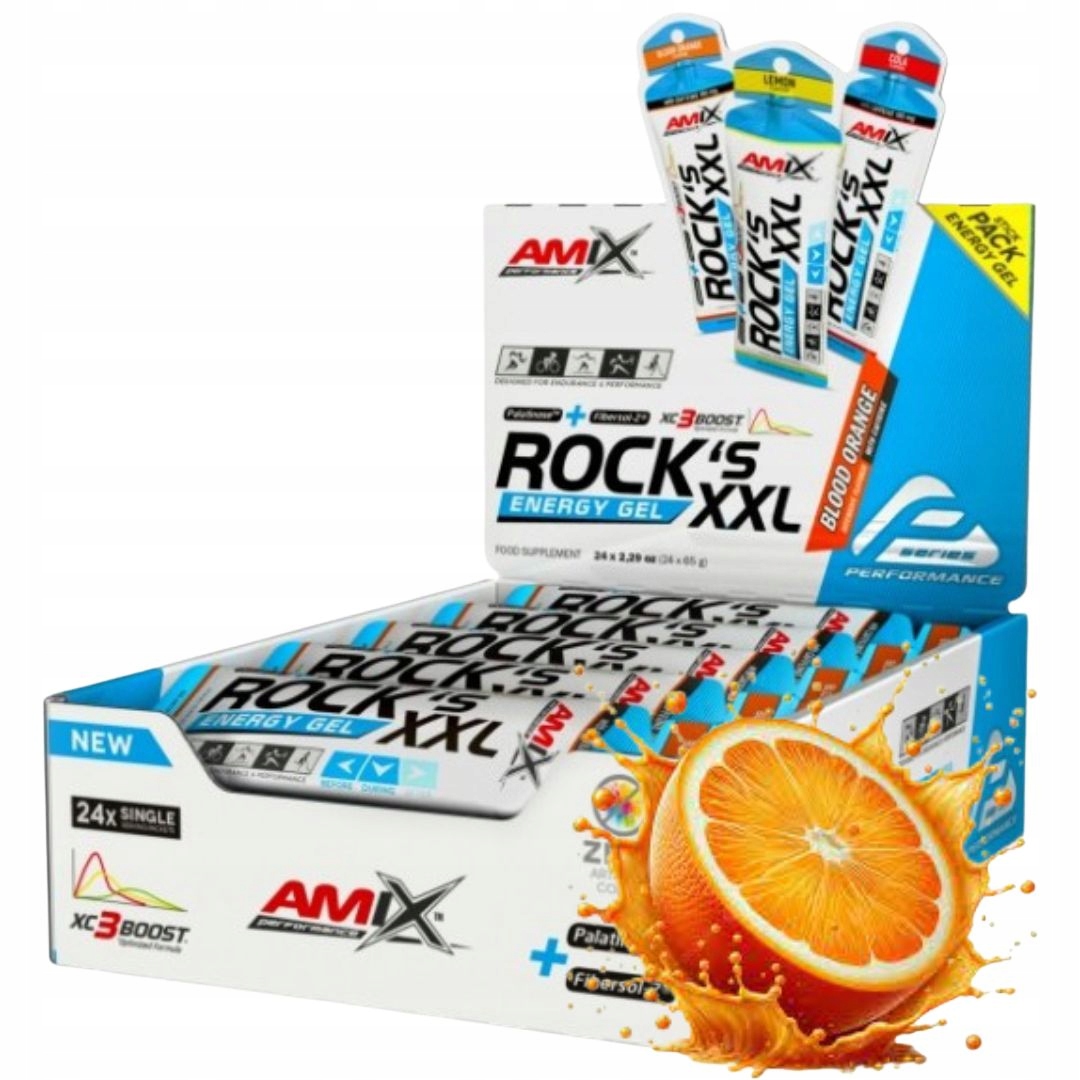 Amix Rocks Energy Gel XXL 65 ml příchuť pomeranč kofein gel ironmen