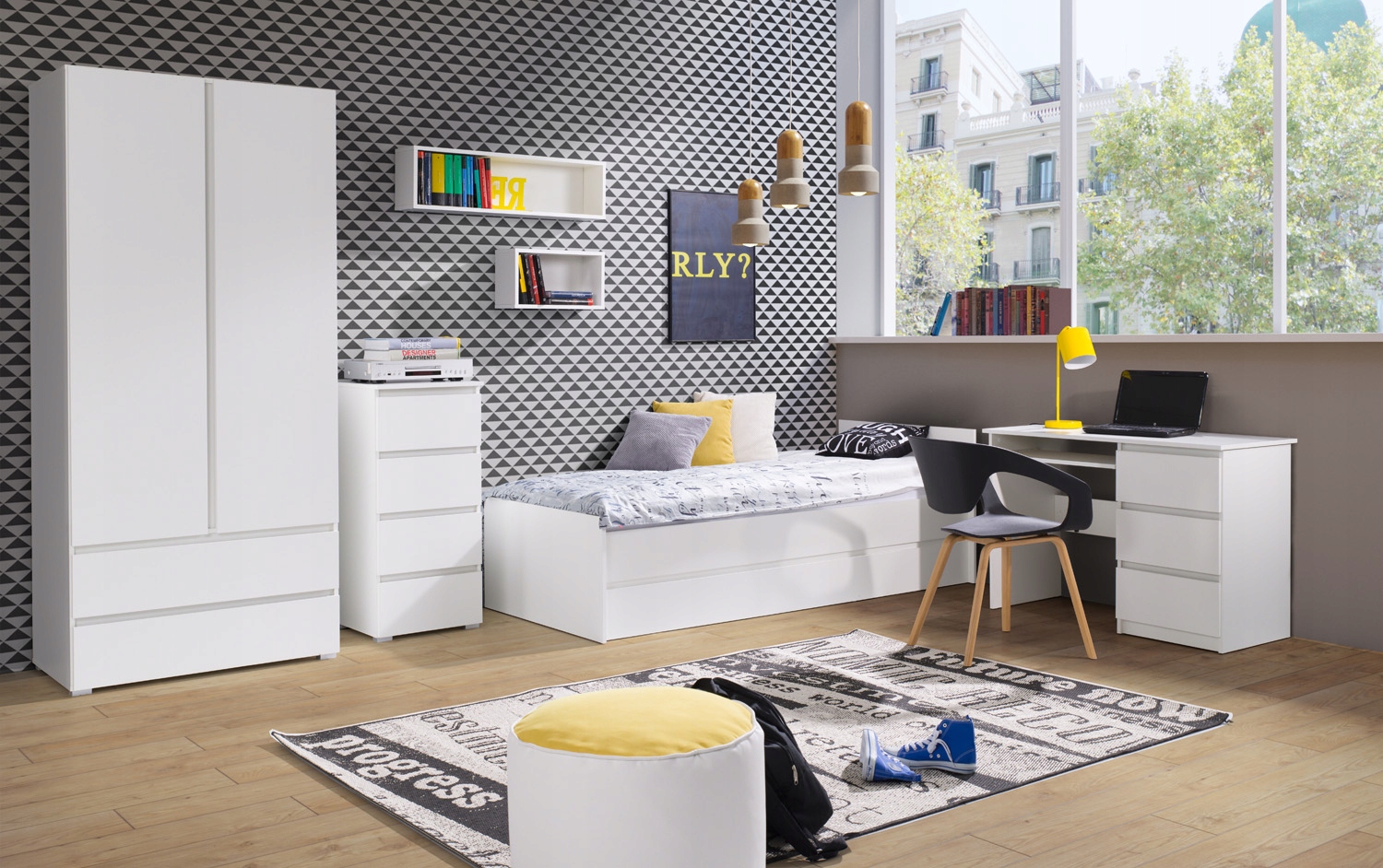 Szafa Cross 2D2SZ biała Szerokość mebla 92 cm