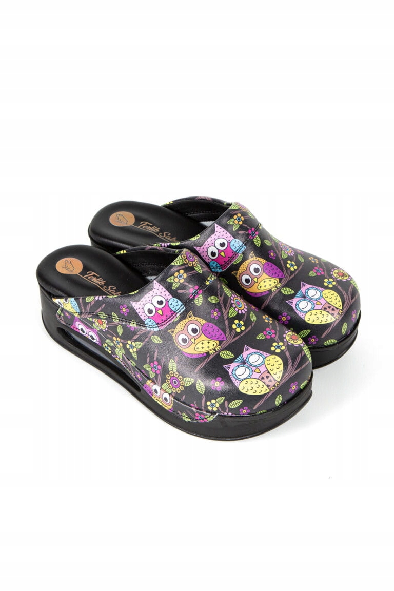 Air Clogs buty medyczne czarne w kolorowe sówki 41