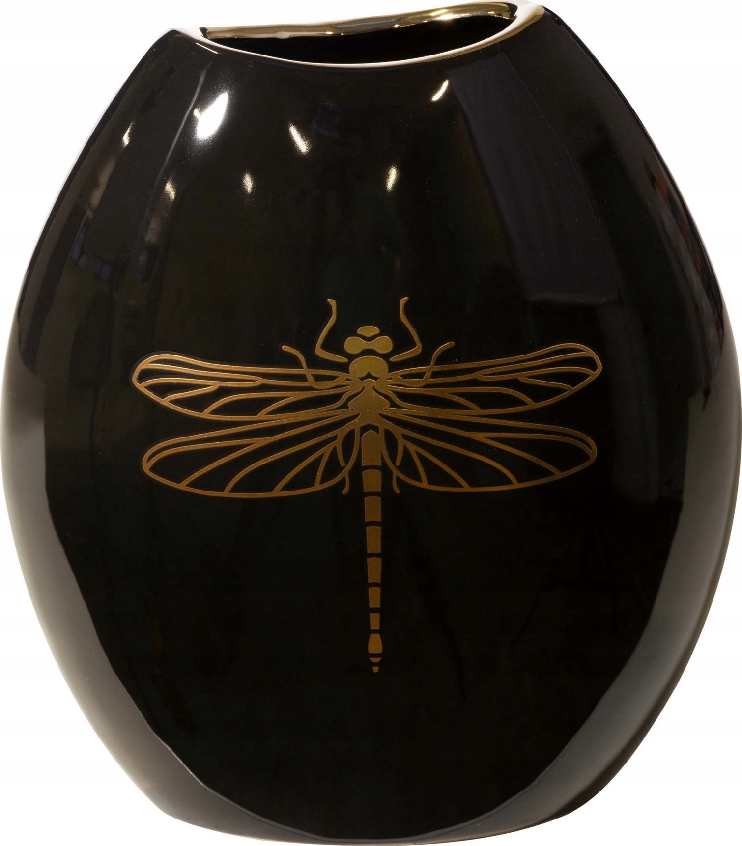 

Wazon ceramika czarno złoty ważka 20 cm