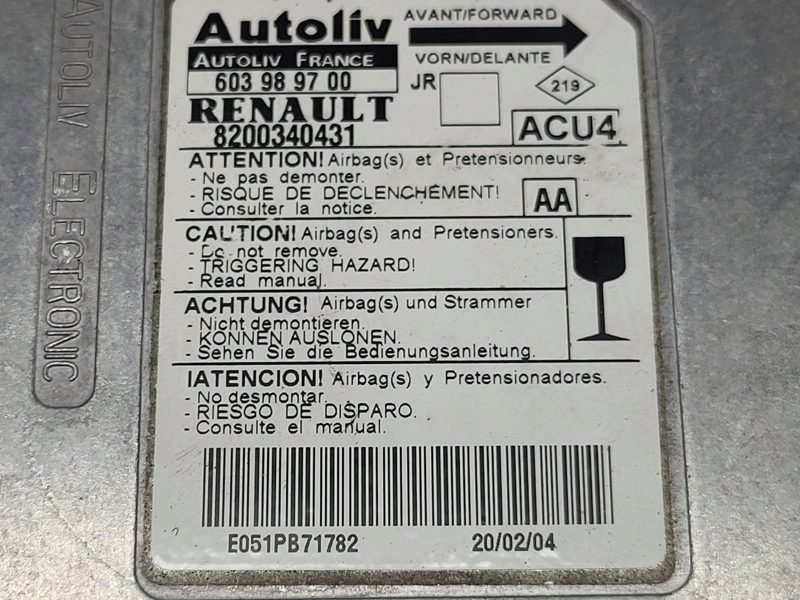 modulo airbag airbag Renault Scenic II 2.0 DCI 8200340431