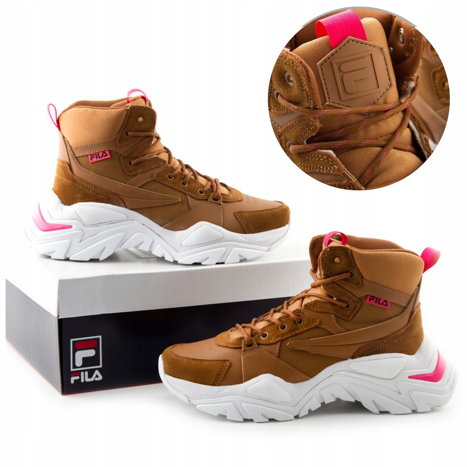 Dámské boty Fila Elecrtove, nad kotník tenisky, hnědé, sportovní vel. 36