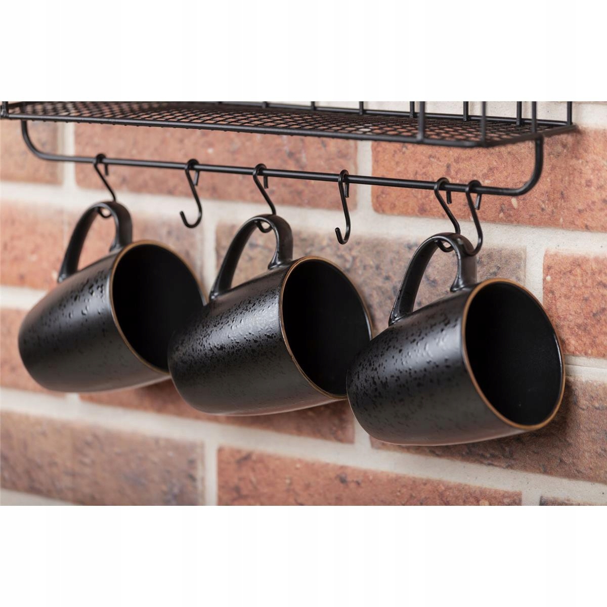 Półka ścienna KUCHENNA WIESZAK na Kubki ściereczki 2 półki Organizer Loft Głębokość mebla 12.5 cm