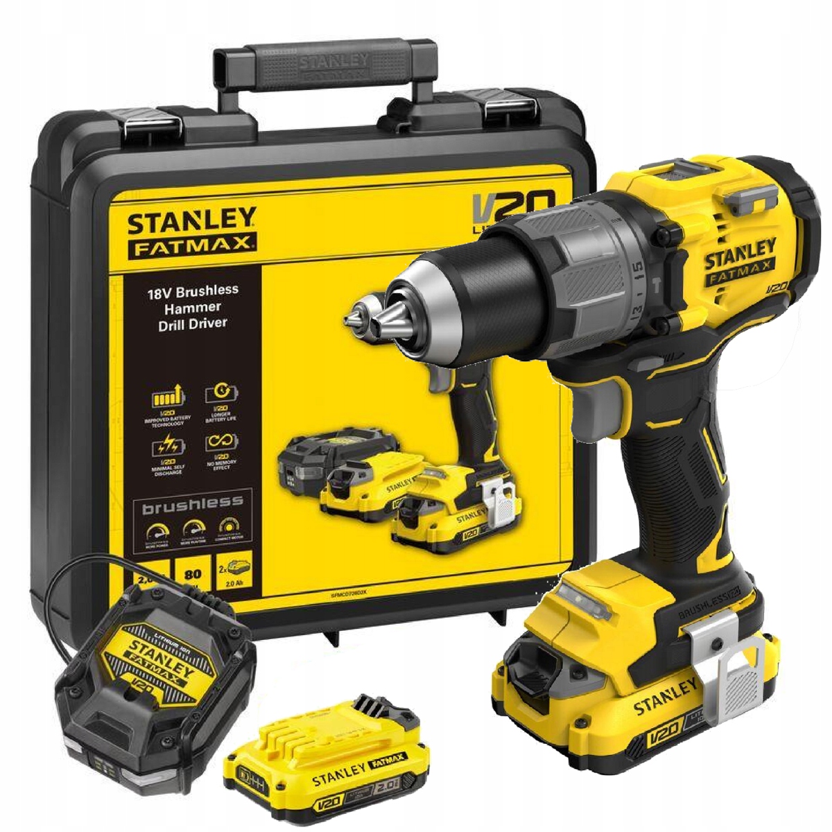 Stanley Aku Šroubovák V20 SFMCD726D2K 2x2,0Ah 80Nm Bl Kufr