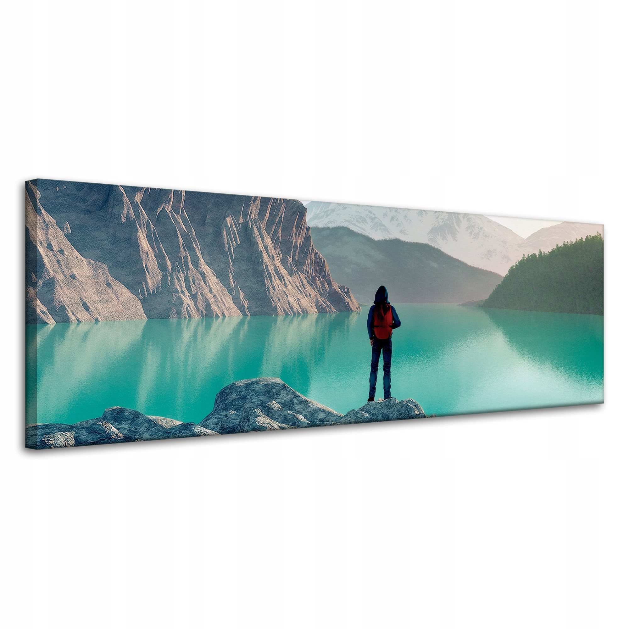 Obraz na plátně Horolezectví Jezero Příroda Krajina 120x40 cm
