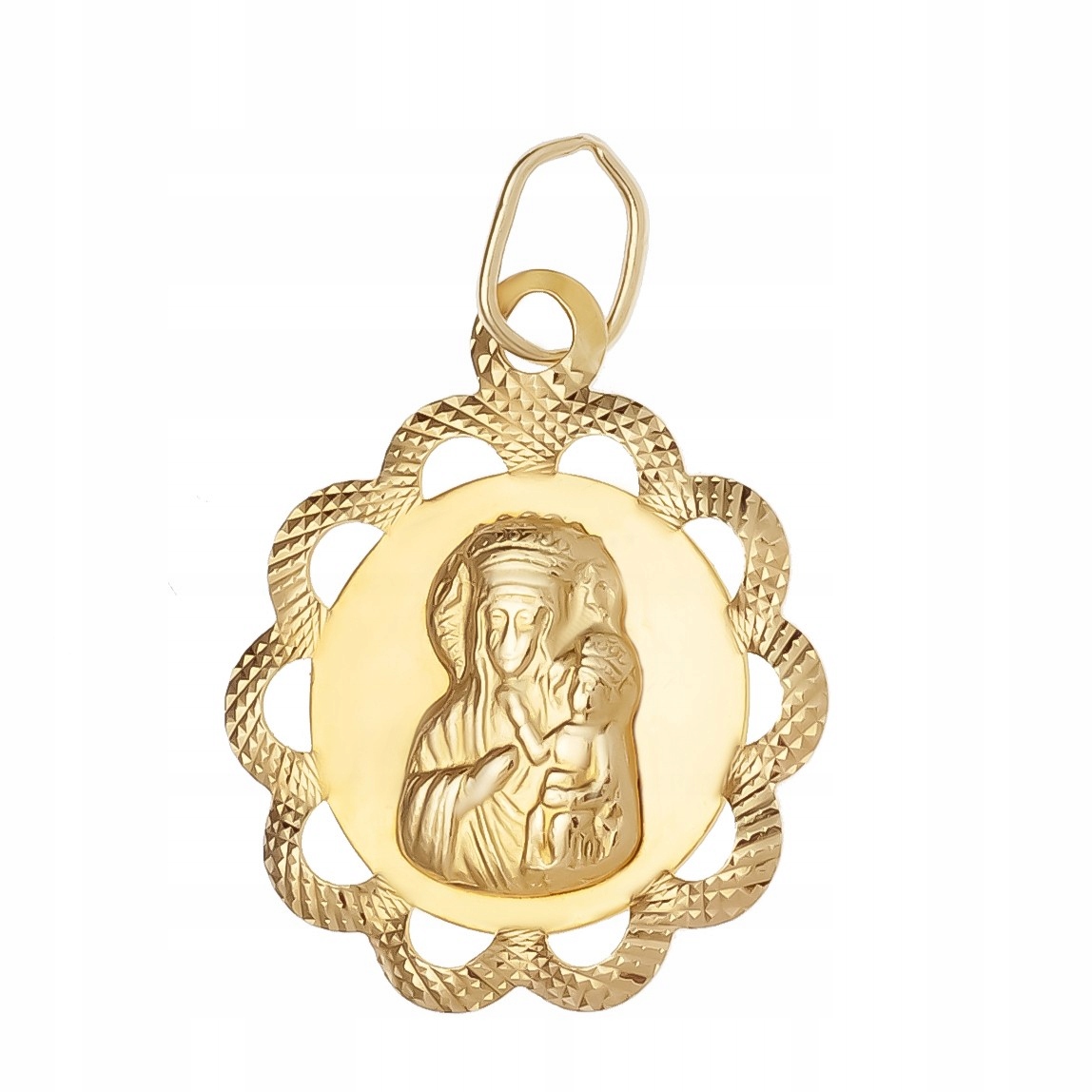 Zlatý Medailonek zdobený přívěskem Matka Boží