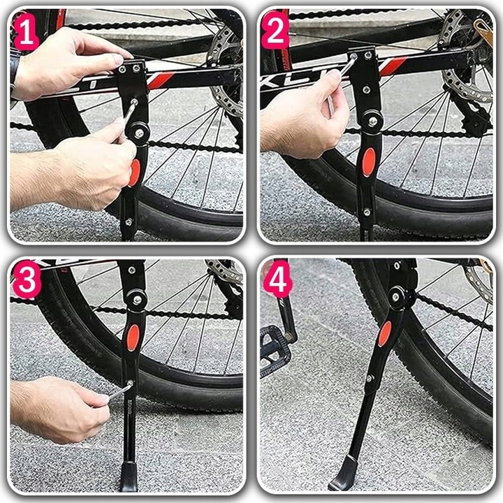 STOPKA DO ROWERU REGULOWANA NÓŻKA PODPÓRKA BOCZNA NA ROWER ROWEROWA Kolor dominujący czarny