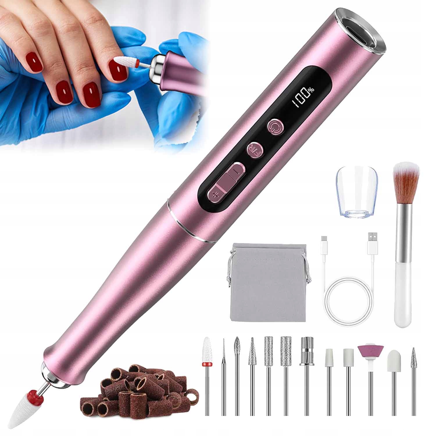 Frezarka Do Paznokci Manicure Pedicure Zestaw Usb Elektryczna Przenośna